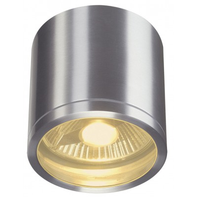VALENCIA GU10 Venkovní stropní bodové svítidlo, těleso kartáčovaný hliník, stínítko sklo, pro žárovku 1x9W, GU10, 230V, IP44, rozměry d=125mm, h=125mm.