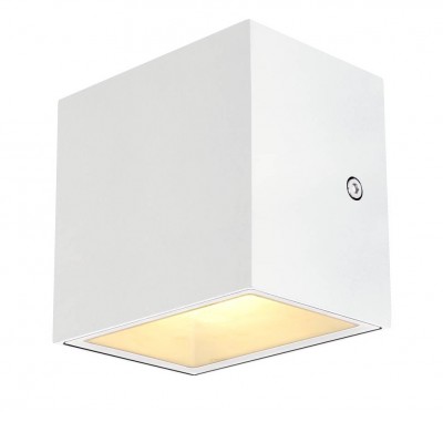 GANDIA Nástěnné venkovní svítidlo, těleso hliník, povrch bílá, difuzor sklo, LED 10W, 560lm, teplá 3000K, 230V, IP44, rozměry 115x110x84mm, svítí nahoru, dolů.