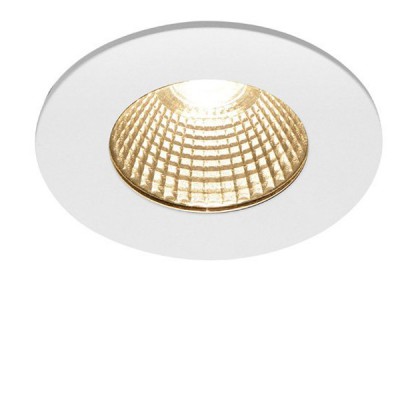 LLEIDA IP65/IP20 Stropní, podhledové bodové svítidlo, těleso hliník, povrch bílá mat, LED 7,3W, 440lm, teplá 1800K-3000K dim to warm, stmív Triac, 230V, do koupelny IP65/IP20, rozměry d=80mm, h=37mm