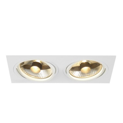 ZIREL SQUARE 230V Stropní, podhledové bodové svítidlo, výklopné +-15°, těleso hliník bílá, pro žárovku 2x75W, GU10, ES111, 230V, rozměry 315x165x125mm