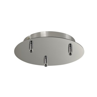 ERANTES R3 VÝPRODEJ Stropní kruhová stropní základna pro 3 kabely, základna kov chrom, 230V, rozměry d=220mm h=54mm