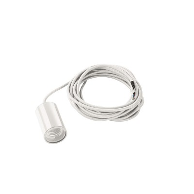 ERANTES PENDANT 1x60W E27 Závěsný kabel s objímkou, krytka hliník, povrch bílá, pro žárovku 1x60W, E27, 230V, tř.2, rozměry d=44mm h=91mm, vč. závěsného kabelu s textilním úpletem 5000mm