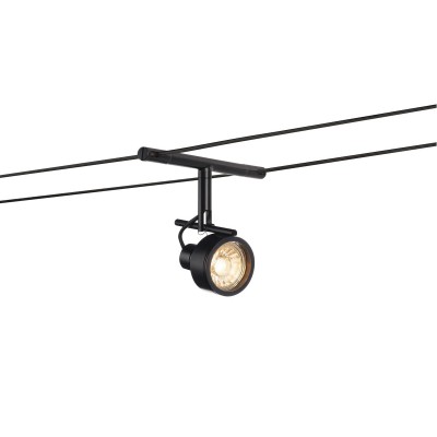 MUNGUNZUL 1x35W GX5,3 12V D=55mm Závěsné lankové bodové svítidlo, těleso kov, povrch černá, pro žárovku 1x35W nebo LED 1x5W, GX5,3, teplá 2700K, 300lm, 12V, rozměry 55x125x180mm