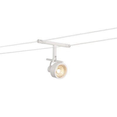 MUNGUNZUL 1x35W GX5,3 12V D=55mm Závěsné lankové bodové svítidlo, těleso kov, povrch bílá, pro žárovku 1x35W nebo LED 1x5W, GX5,3, teplá 2700K, 300lm, 12V, rozměry 55x125x180mm