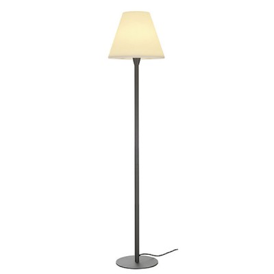 ADEGAN Stojací lampa venkovní, těleso hliník, povrch černá antracit, difuzor plast opál mat úsporná žárovka nebo LED 1x24W (d=max 52mm), E27, 230V, IP54, d=400mm, h=1800mm, přív kabel l=2,5m, vč. vidlice 230V vč. vypínače