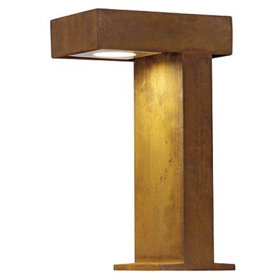 RUSTY PATHLIGHT Svítidlo sloupkové těleso železo, povrch rezavá - přirozená koroze, difuzor sklo opál mat, pro LED 1x9W, GX53, 230V, IP44, zař.tř.1, h=400mm, 250x155mm, svítí dolů