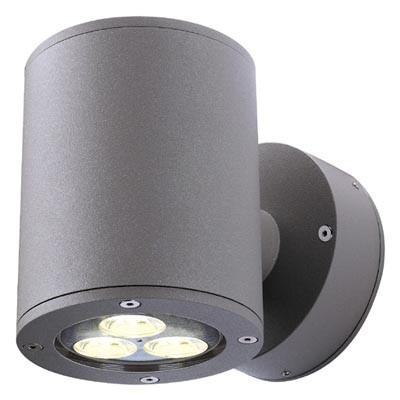 PLAYGROUD nástěnná Nástěnné bodové svítidlo, těleso hliník, povrch černá antracit, krycí sklo čiré, pro LED 2x9W, GX53, 230V, IP23, 100x125x155mm, svítí nahoru/dolů