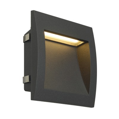 JANYR LED L 3000K IP55 220-240V Vestavné venkovní svítidlo do stěny, těleso hliník, povrch černá antracit, difuzor plast, LED 1x3,3W, teplá 3000K, 85lm, 230V, IP55, rozměry 140x140x70mm, vč. montážního boxu, svítí dolů