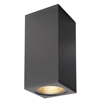 LEUCH WALL IP44 2000LM 3000K Nástěnné venkovní svítidlo, těleso hliník, povrch černá antracit, krycí sklo čiré, LED 2x42W, teplá 2x3000K, 2x2000lm, 100-240V, IP44, rozměry 275x135x130mm, svítí nahoru/dolů