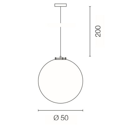 BALL 50 Závěsné svítidlo, základna kov, povrch šedostříbrná, difuzor plast mat, pro žárovku 1x24W, E27, 230V, IP20, tř.1, d=500mm, závěs l=2000mm, lze zkrátit