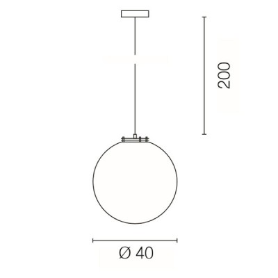 BALL 40 Závěsné svítidlo, základna kov, povrch šedostříbrná, difuzor plast mat, pro žárovku 1x24W, E27, 230V, IP20, tř.1, d=400mm, závěs l=2000mm, lze zkrátit