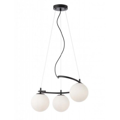 REZON HL I 3x28W, E14 Závěsné svítidlo, těleso kov, povrch černá mat, difuzor sklo opál, pro žárovku 3x28W, E14, 230V, IP20, tř.1, rozměry d=500mm, vč závěs lanka l=1000mm, lze zkrátit.