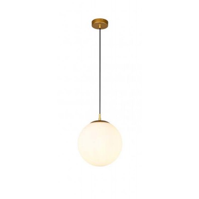 CHRYSOM HL I 1x42W, E27 Závěsné svítidlo, těleso kov, povrch zlatá mat/černá mat, difuzor sklo opál, pro žárovku 1x42, E27, 230V, IP20, tř.1, rozměry d=250mm, vč závěs kabelu l=1500mm, lze zkrátit.