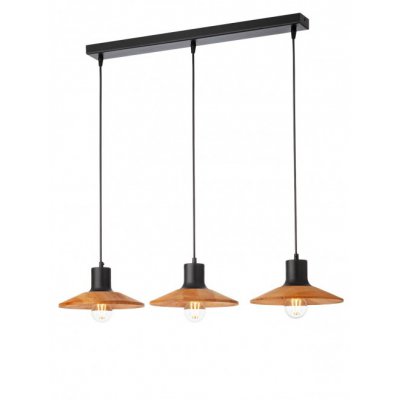 VALEZ HL 3x42W E27 Závěsné svítidlo, základna kov, povrch černá, stínítko dřevo světlé, pro žárovku 3x42W, E27, 230V, IP20, tř.1, rozměry 830x110x240, vč závěs kabelu l=1135mm, lze zkrátit.