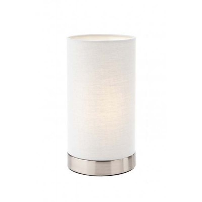 DAKRYM 1x28W, E14 Stolní lampa, těleso kov, povrch nikl, stínítko textil béžová, pro žárovku 1x28W, E14, 230V, IP20, tř.2, rozměry d=120mm, h=200mm.