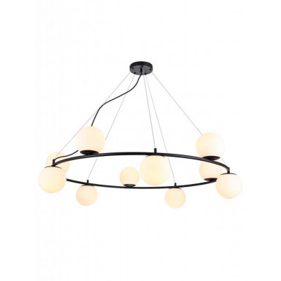 CHRYSOM HL III 10x28W, E14 Závěsné svítidlo, těleso kov, povrch černá mat, difuzor sklo opál, pro žárovku 10x28W, E14, 230V, IP20, tř.1, rozměry d=1080mm, h=290mm, vč závěs lanka l=1500mm, lze zkrátit.