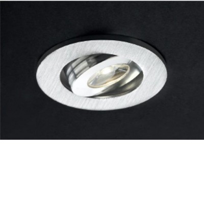 LOTO ROUND LED 1x1W Vestavné stropní bodové svítidlo, výklopné +-15°, těleso hliník, povrch hliník broušený, difuzor plast, LED 1x1W, 67lm, neutrální 4000K, 230V, IP20, rozměry 51x43x19mm, trafo na kabel