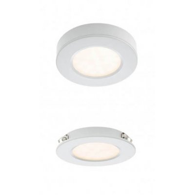 FARMAR BI/PL 3W Stropní podhledové nebo přisazené bodové svítidlo, těleso hliník, povrch bílá, difuzor plast, LED 3W, 308lm, neutrální 4000K, Ra85, 230V, IP20, tř.1, rozměry d=70mm, h=14mm.