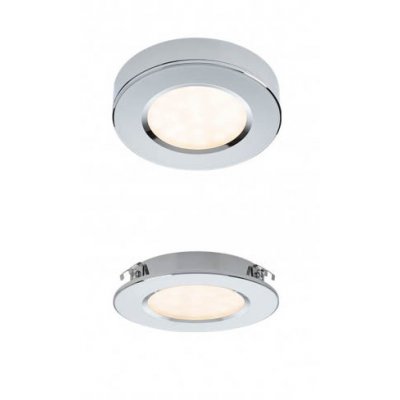 FARMAR BI/PL 3W Stropní podhledové nebo přisazené bodové svítidlo, těleso hliník, povrch bílá/chrom, difuzor plast, LED 3W, 308lm, neutrální 4000K, Ra85, 230V, IP20, tř.1, rozměry d=70mm, h=14mm.
