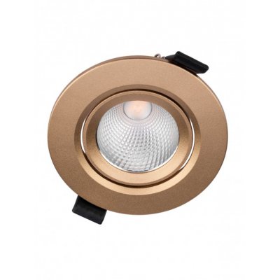 VERDIO BI 10W Stropní podhledové bodové svítidlo, výklopné +-45°, těleso hliník, povrch zlatá mat, LED 10W, 1270lm, neutrální 4000K, vyzař. úhel 36°, Ra95, 230V, IP20, tř.2, rozměry d=105mm, h=51mm.