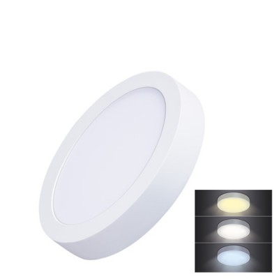 AALEN-R 3IN1 Stropní přisazené svítidlo, těleso hliník, povrch bílá, difuzor plast opál, LED 12W/900lm, 18W/1530lm, 24W/1800lm, CCT přepínatelná teplota teplá 3000K, neutrální 4000K, denní 6000K, 230V, IP20, rozměry dle typu.