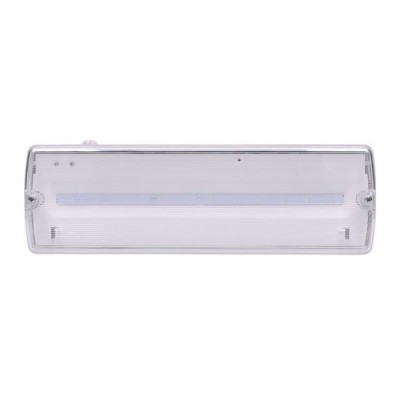 ALTENA 4W, IP65, NOUZOVÉ Nouzové svítidlo, výdrž baterie LiFePo4 >3h, těleso plast bílá, kryt plast čirý, LED 4W, 200lm, denní 6500K, Ra80, 230V, IP65, rozměry 352x110x67mm.