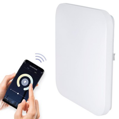 ALSDORF SQ VÝPRODEJ Stropní svítidlo, základna kov, difuzor plast opál, LED 28W, 1960lm, ovl smart telefon Tuya, WiFi, stmívání, nast teplota CCT teplá 3000K - denní 6400K, Ra80, 230V,  IP20, rozměry 380x380x