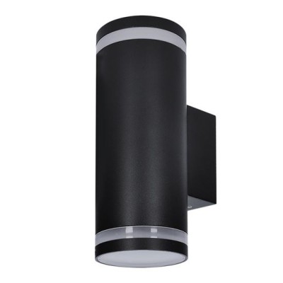 RAILY 2x30W, GU10, IP54 Nástěnné venkovní svítidlo, materiál hliník, povrch černá, difuzor plast opál, pro žárovku 2x30W, GU10, 230V, IP54, rozměry d=75mm, h=200mm, svítí nahoru/dolů.