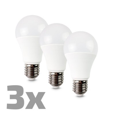 LED žárovka E27 A60 12W 980lm teplá 3000K ECO 3ks - Světelný zdroj LED žárovka, základna hliník, bílá, difuzor plast opál, LED 10W, E27, A60, 980lm,  teplá 3000K, Ra80, vyzař. úhel. 270°, stř. životn. 20.000h, 230V, d=60mm, l=111mm, cena za bal 3ks