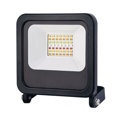 TEVINA 14W CCT RGBW IP65 Venkovní refektor, hliník, černá, LED 14W, 1275lm, smart telefon Tuya, WiFi, stmívání, nast teplota CCT teplá 3000K - denní 6500K, RGBW, vyzař úh 120°, Ra70, 230V, IP65, 160x150x40mm