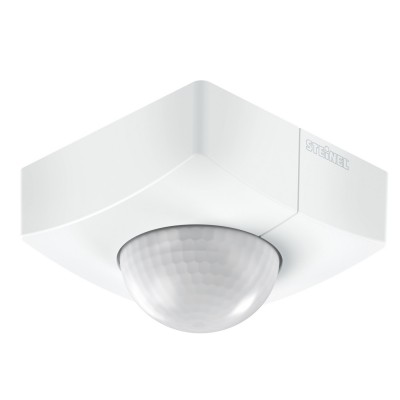 STREPLEX SQ 360°/180°, 2000W, IP54 PIR - kvalitní stropní přisazený pohybový senzor, záběr 360°/180°, dosah až 18m, čas sepnutí 5s-15min, soumrak 2-1000lx, PF bez SELV, max.2000W max 8 zářivek, teplota -20-50°C, 230V, IP54, 95x95x65mm