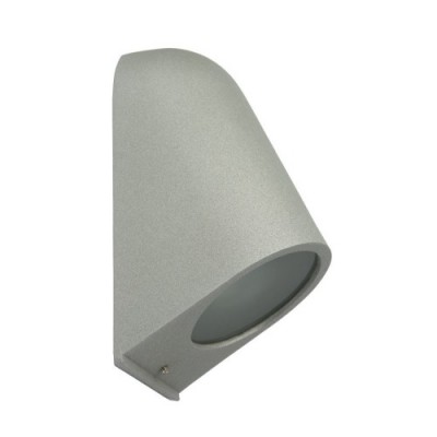 NORA Nástěnné venkovní svítidlo, těleso hliník, povrch stříbrná, difuzor pískové sklo, pro žár 1x35W, GU10, 230V, IP44, rozměry 180x90mm, svítí dolů