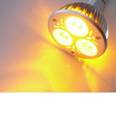 LED GU10 Y LED žárovka, těleso kov šedostříbrná, 3x LED čip žlutá, LED 3,2, GU10, 230V, úhel svícení 60°, IP20, rozměry d=50mm, h=58mm