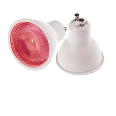 LED GU10 R LED žárovka, těleso kov šedostříbrná, červená, LED 3W, GU10, 230V, úhel svícení 60°, IP20