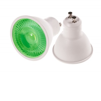 LED GU10 G LED žárovka, těleso kov šedostříbrná, zelená, LED 3W, GU10, 230V, úhel svícení 60°, IP20