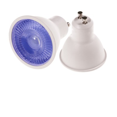 LED GU10 B LED žárovka, těleso kov šedostříbrná, modrá, LED 3W, GU10, 230V, úhel svícení 60°, IP20