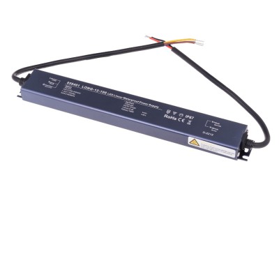 LED zdroj 12V 100W Napájecí zdroj pro LED pásky, vstup 230V, výstup 12V, 100W, IP67, rozměry 267x35x20mm, ochrana proti přehřátí, zkratu a přetížení