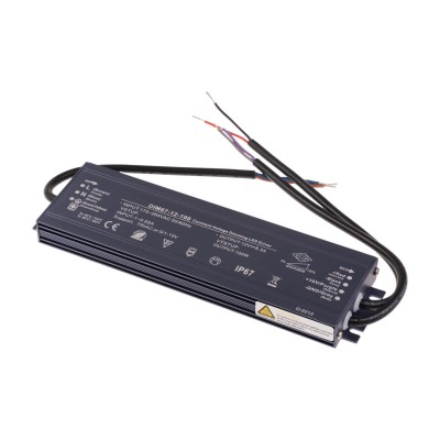 Stmívatelný LED zdro 12V, 100W, IP67 Stmívatelný napájecí zdroj pro LED, vstup 230V, výstup 12V, 100W, stmívání 0-10V, 1-10V, 10V PWM, rezistorem 0-100kOhm, TRIAC, IP67, rozměry 223x62x19mm