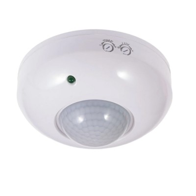 PIR čidlo C 360°/120°, IP20 PIR - Pohybové čidlo stropní pro spínání osvětlení plast bílý, záběr 360°, dosah max 6m, čas 10s-7minut, IP20, tř.2, 230V, 300W/1200W, d=115mm, h=58mm.