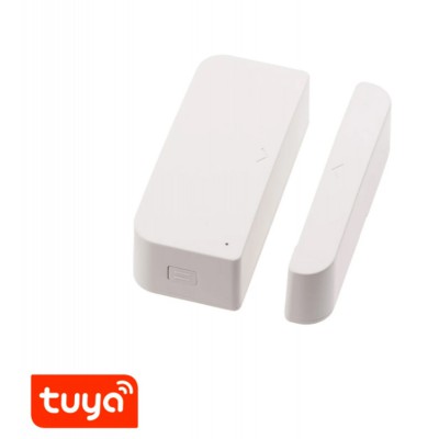 SMART Tuya dveřní senzor Dveřní senzor SMART, pro 2x3V AAA baterie, 16A, IP20, ovládání smart systémem Tuya ZigBee, kompatibilní s Google Assistant, Alexa, rozměry 65x27x20mm.