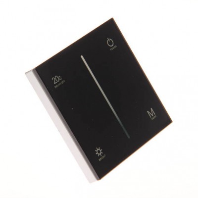 KADET - RF-DIM 1Z Nástěnný RF bezdrátový jednokanálový ovladač TRIAC stmívač 0-100%, černý, pro LED světelné zdroje 200W, 230V, IP20, 86x86x35mm, do KU68, párovat lze max 10 ext ovladačů a neomezeně přijímačů