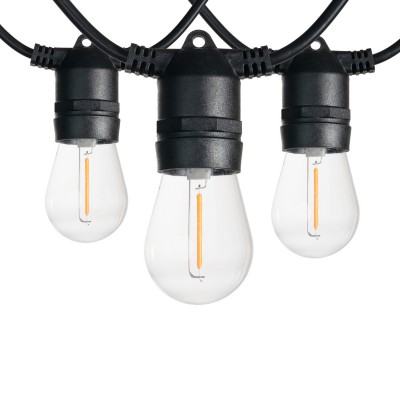 PCH 10x1W, E27, 230V, IP65, 5m, 10m Spojovatelný venkovní párty řetěz, plat černá, 10 ks LED žárovek 1W, E27, teplá 2200K, 230V, IP65, svítící část l=5m (rozteč 0,5m), nebo l=10m (rozteč 1m), napájecí kabel SAMOSTATNĚ