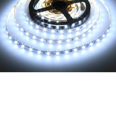 LED pásek 60LED/m, 12W/m, 12V LED pásek, těleso plast, povrch bílá, 60LED/m, 12W/m, denní 11000K, 1100lm/m, Ra80, dělení po 50mm, vyzař úhel 120°, 12V, rozměry w=10mm, l=5000mm, cena za 1m