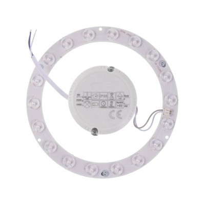 LED modul pro náhradu žárovek ve svítidlech s nouzovým modulem LED modul pro náhradu žárovek ve svítidlech 15W, 1920lm, denní 6000K, Ra80, s nouzovým modulem záloha 2h, 3,5W, baterie 2000mAh, 230V, IP20, d=180mm, h=28mm, úchyt na magnet