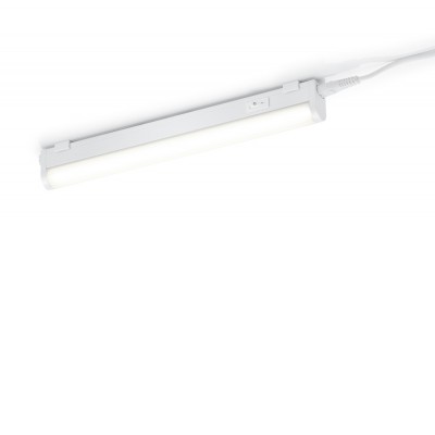 NOMAD 4W Přisazené svítidlo, těleso hliník, povrch bílá, difuzor plast opál, LED, 1x4W, SMD, teplá 3000K, 350lm, 230V, IP20, tř.2, 280x25x40mm, vč. vypínače, připojení konektor.