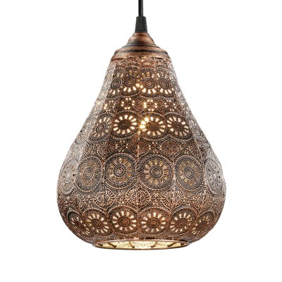 ORIENT 02 40W E14 VÝPRODEJ Závěsné svítidlo, tvar hruška, materiál kov, povrch měděná antická zašlá, pro žárovku 1x40W, E14, 230V, IP20, tř.1, d=190mm, závěs l=1500mm, lze zkrátit.