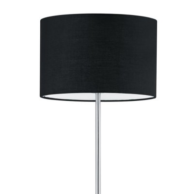 CARPITO 60W E27 stojací Stojací lampa, základna kov, povrch nikl mat, kryt textil černý, pro žárovku 1x60W, E27, 230V, IP20, tř.1, d=350mm, l=1600mm, vypínač na kabelu.