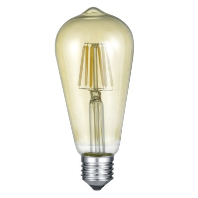 LED žárovka retro vintage filament Světelný zdroj, retro žárovka, elektronka, sklo čiré, LED 6W, E27, 420lm/cca 22W žár, teplá 2700K, Ra80, 230V, stř život 10.000 hod, 10.000 zap/vyp, d=65mm, l=130mm