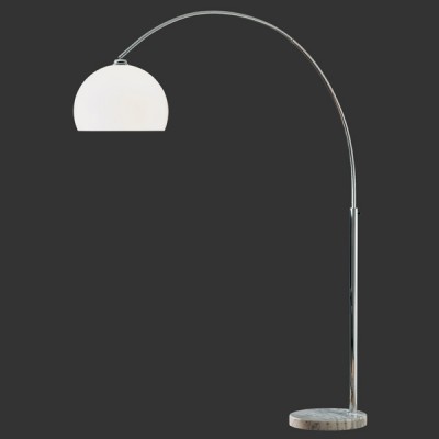 BANDI Stojací oblouková lampa základna mramor, těleso kov, povrch chrom lesk, difuzor akryl bílá, pro žárovku 1x75W, E27, 230V, IP20, d=400mm h=1800-2150mm