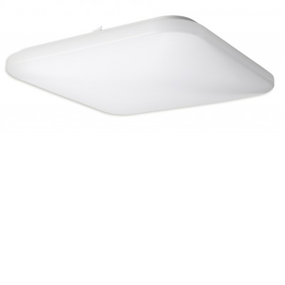 PITAR SQ Stropní svítidlo, těleso kov, povrch bílá, difuzor plast opál, LED 36W, neutrální 4000K, 3240lm, 230V, IP20, rozměry 440x440x60mm.